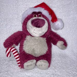 Disney Store Lotso Huggin Bear Plush 7" from Toy Story Chrismas Had Candy Cane